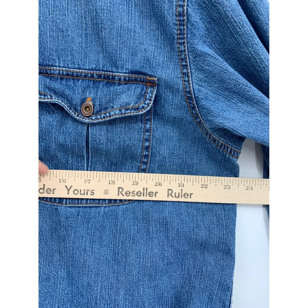 Levis Denim Shirt Mens Large Blue Metal Buttons Long Sleeve Workwear Western